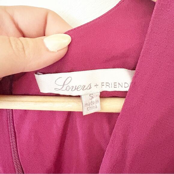Lovers + Friends Windy Beach Mini Dress Fuchsia Plunge Back Zip Size S Small - Picture 4 of 7